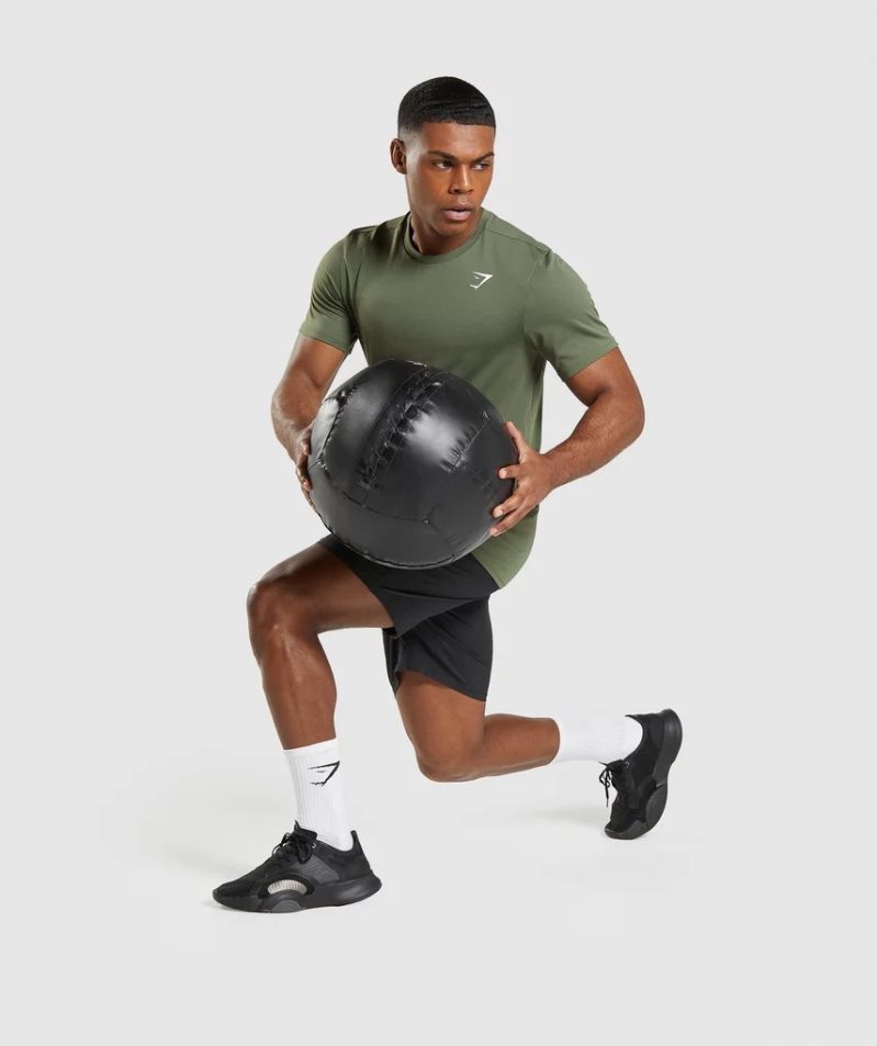 Gymshark Arrival Férfi Póló Olivazöld | HU-K-875