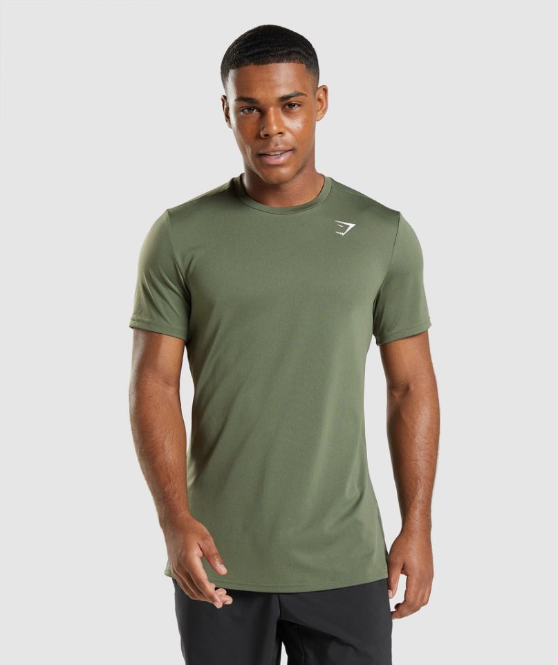 Gymshark Arrival Férfi Póló Olivazöld | HU-K-875