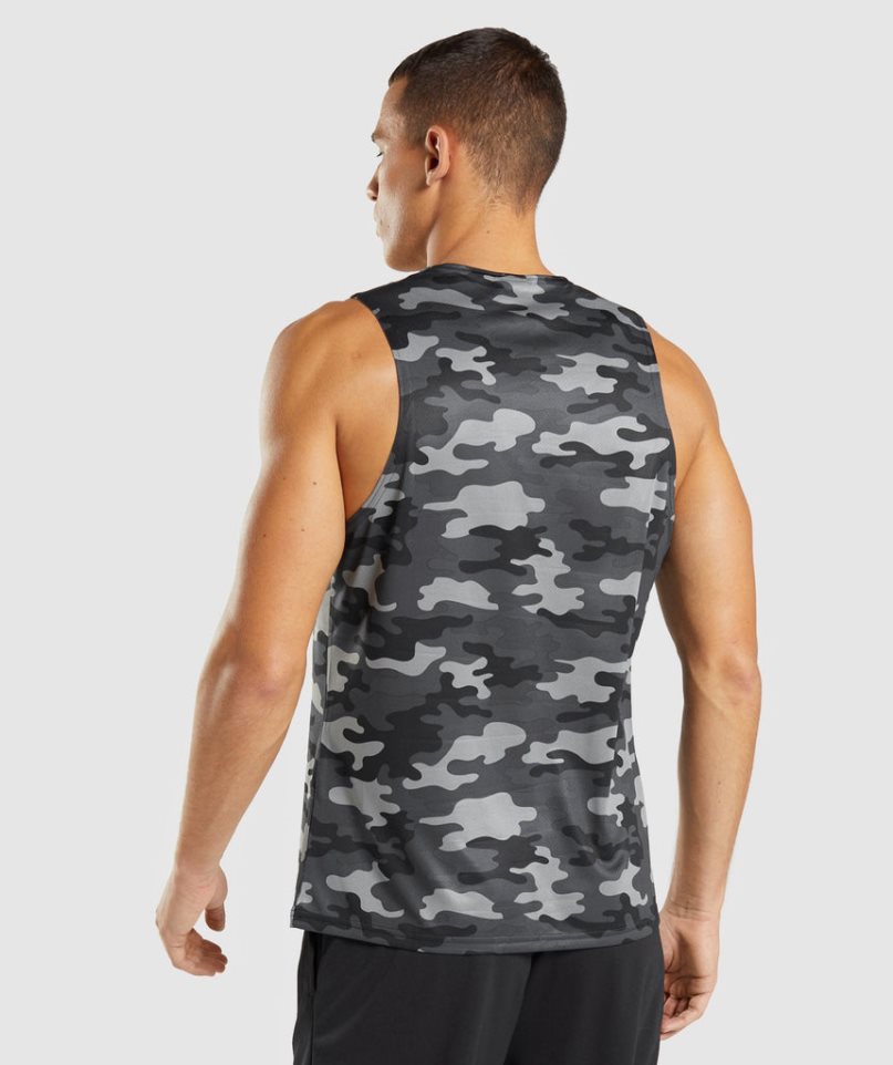Gymshark Arrival Férfi Ujjatlan Póló Camo | HU-D-132