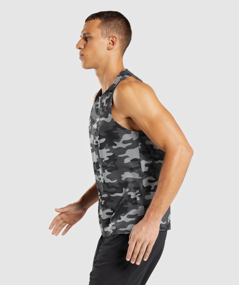 Gymshark Arrival Férfi Ujjatlan Póló Camo | HU-D-132