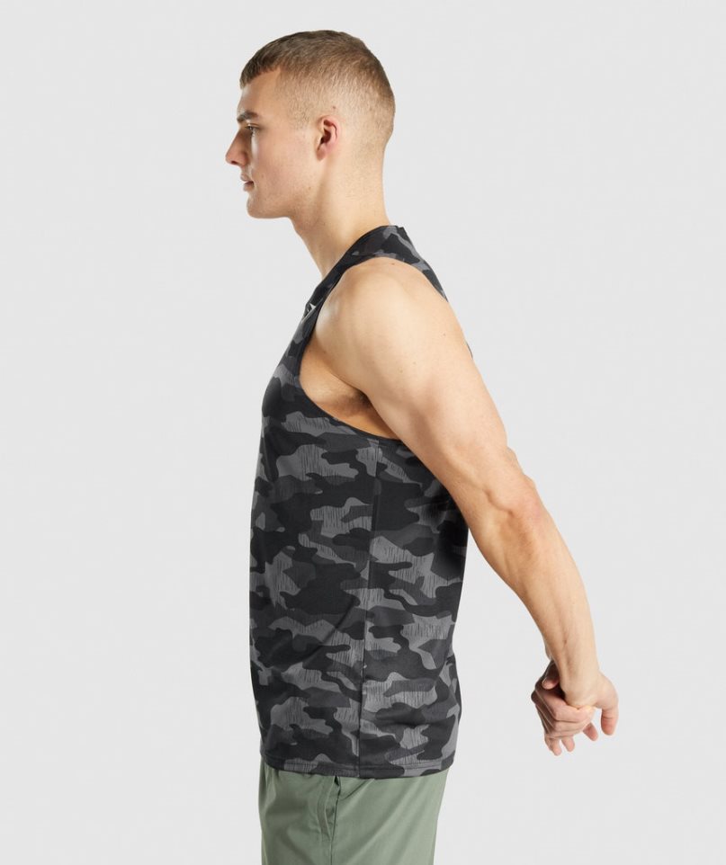 Gymshark Arrival Férfi Ujjatlan Póló Camo | HU-M-962