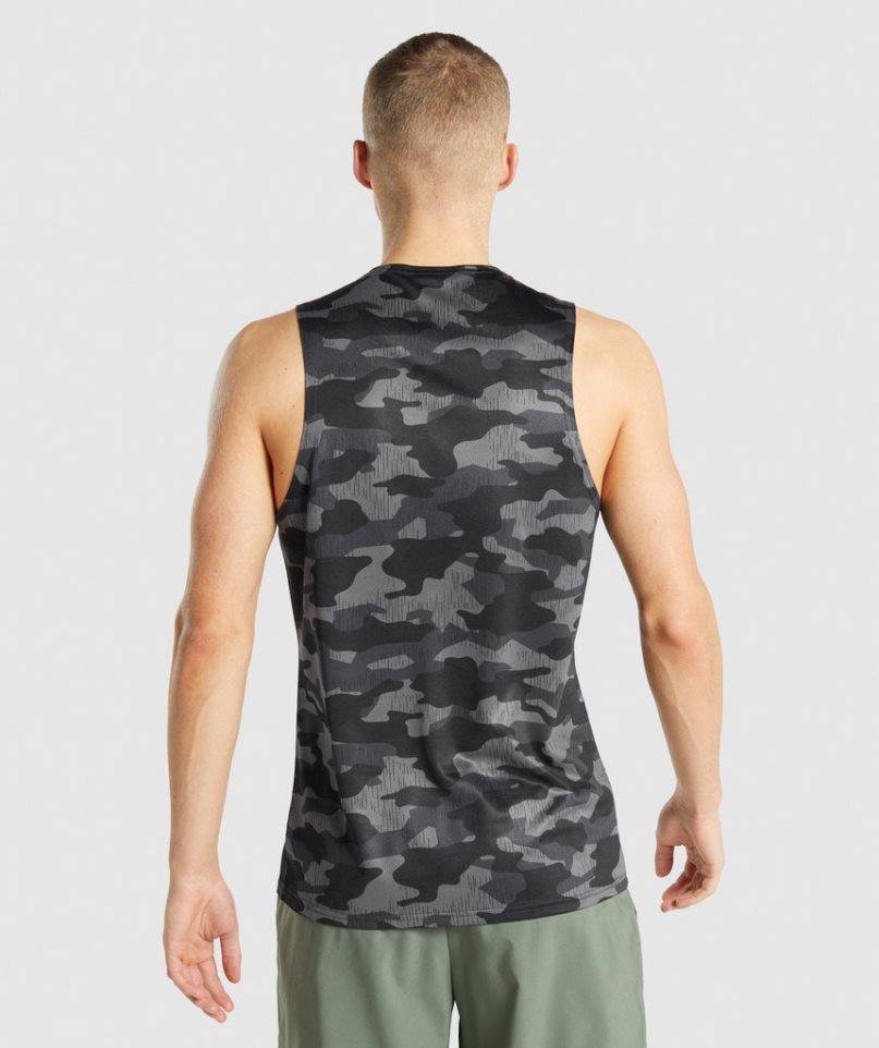 Gymshark Arrival Férfi Ujjatlan Póló Camo | HU-M-962