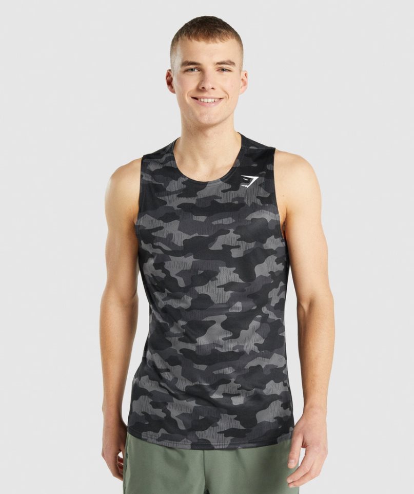 Gymshark Arrival Férfi Ujjatlan Póló Camo | HU-M-962
