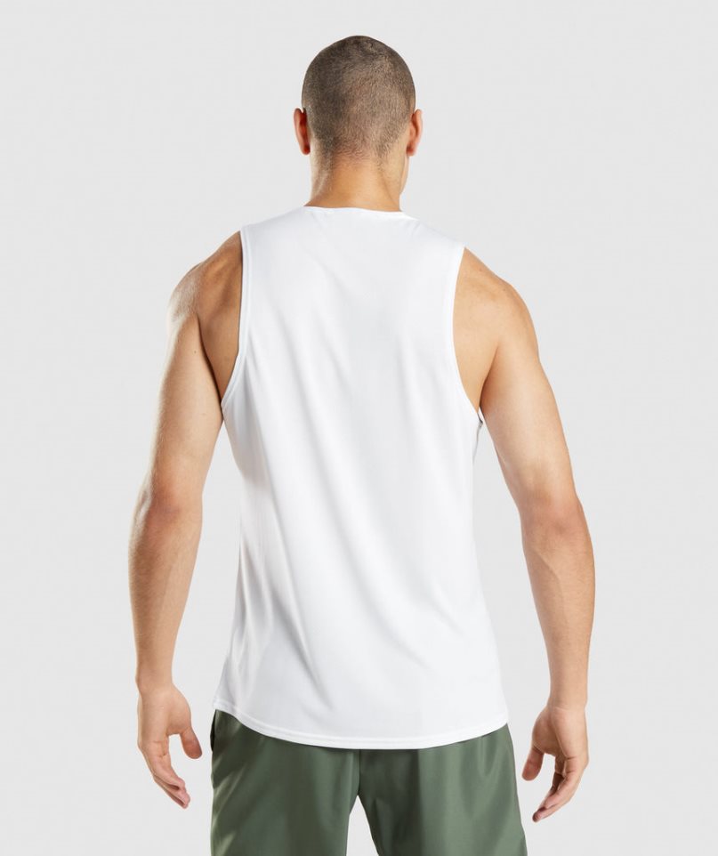 Gymshark Arrival Férfi Ujjatlan Póló Fehér | HU-P-621