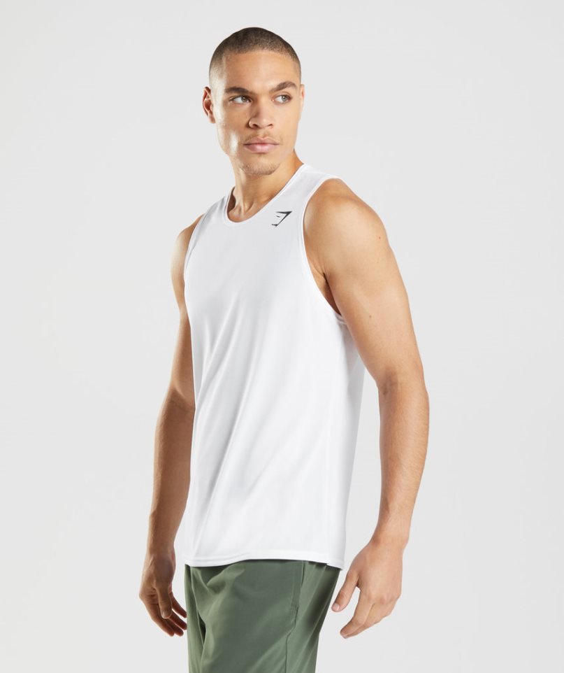 Gymshark Arrival Férfi Ujjatlan Póló Fehér | HU-P-621
