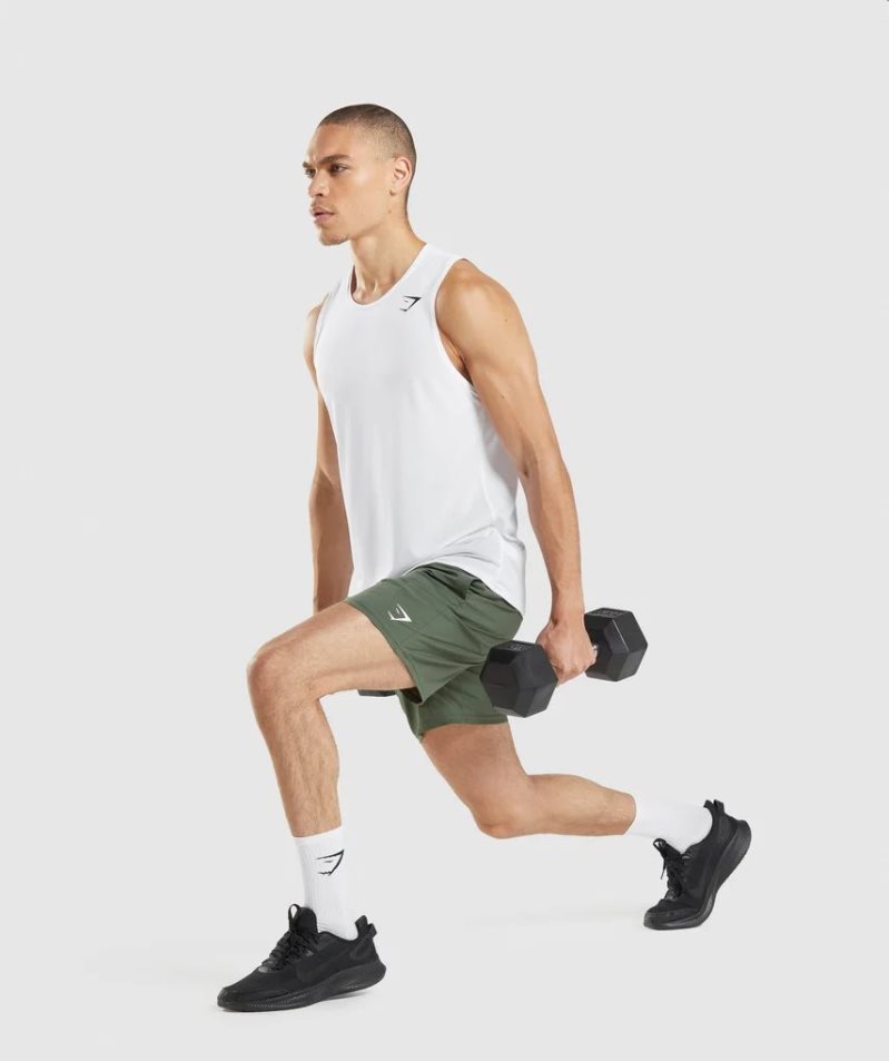 Gymshark Arrival Férfi Ujjatlan Póló Fehér | HU-P-621