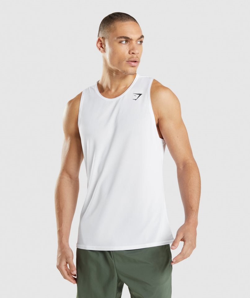 Gymshark Arrival Férfi Ujjatlan Póló Fehér | HU-P-621