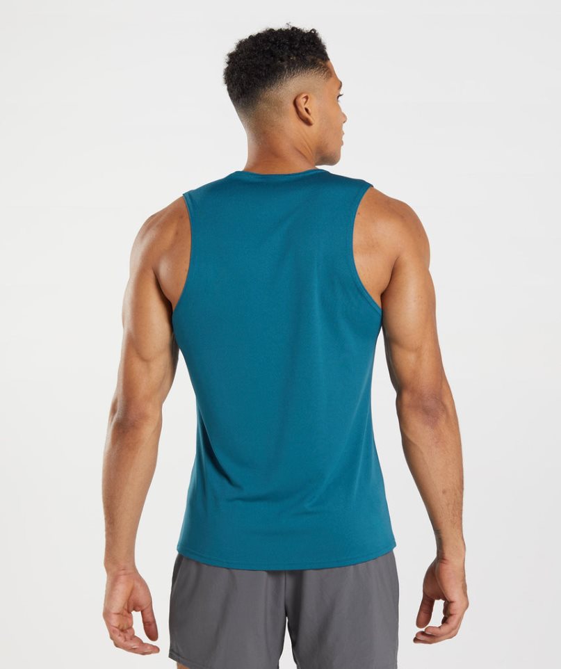 Gymshark Arrival Férfi Ujjatlan Póló Kék | HU-G-786