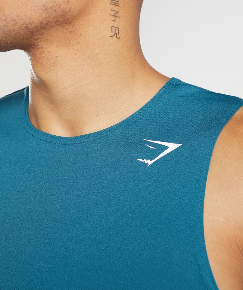 Gymshark Arrival Férfi Ujjatlan Póló Kék | HU-G-786