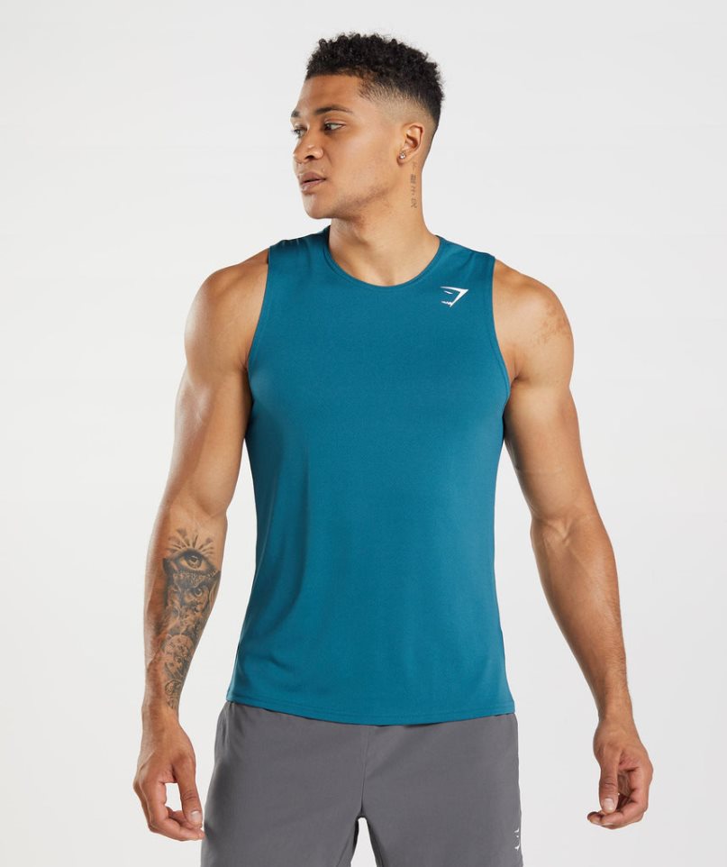 Gymshark Arrival Férfi Ujjatlan Póló Kék | HU-G-786