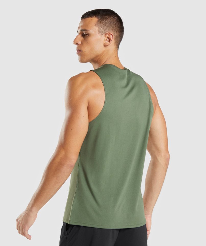 Gymshark Arrival Férfi Ujjatlan Póló Olivazöld | HU-W-317