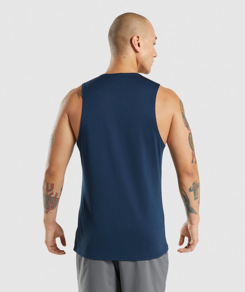 Gymshark Arrival Férfi Ujjatlan Póló Sötétkék | HU-E-956