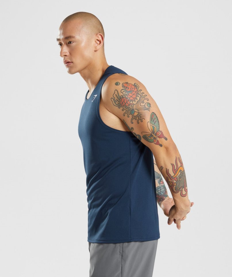 Gymshark Arrival Férfi Ujjatlan Póló Sötétkék | HU-E-956