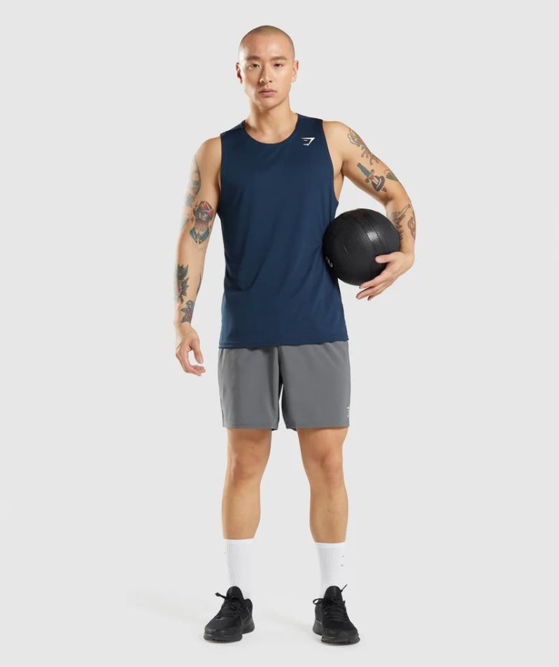 Gymshark Arrival Férfi Ujjatlan Póló Sötétkék | HU-E-956
