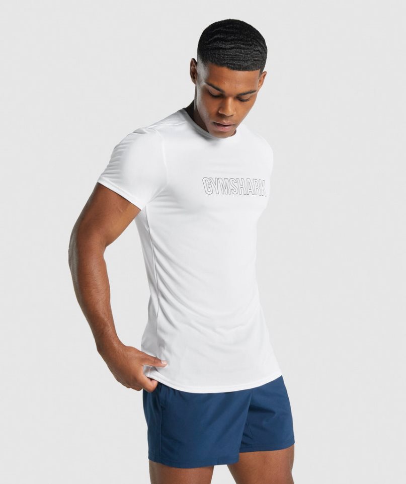 Gymshark Arrival Grafika Férfi Póló Fehér | HU-Z-453