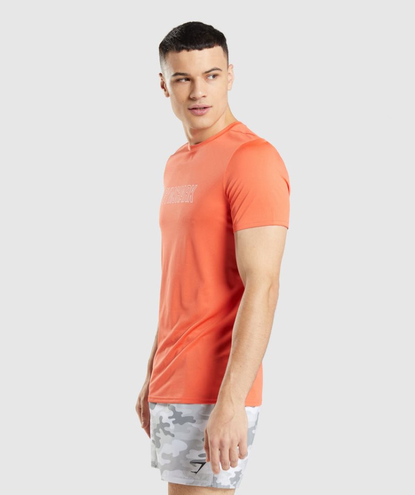 Gymshark Arrival Grafika Férfi Póló Narancssárga | HU-V-657