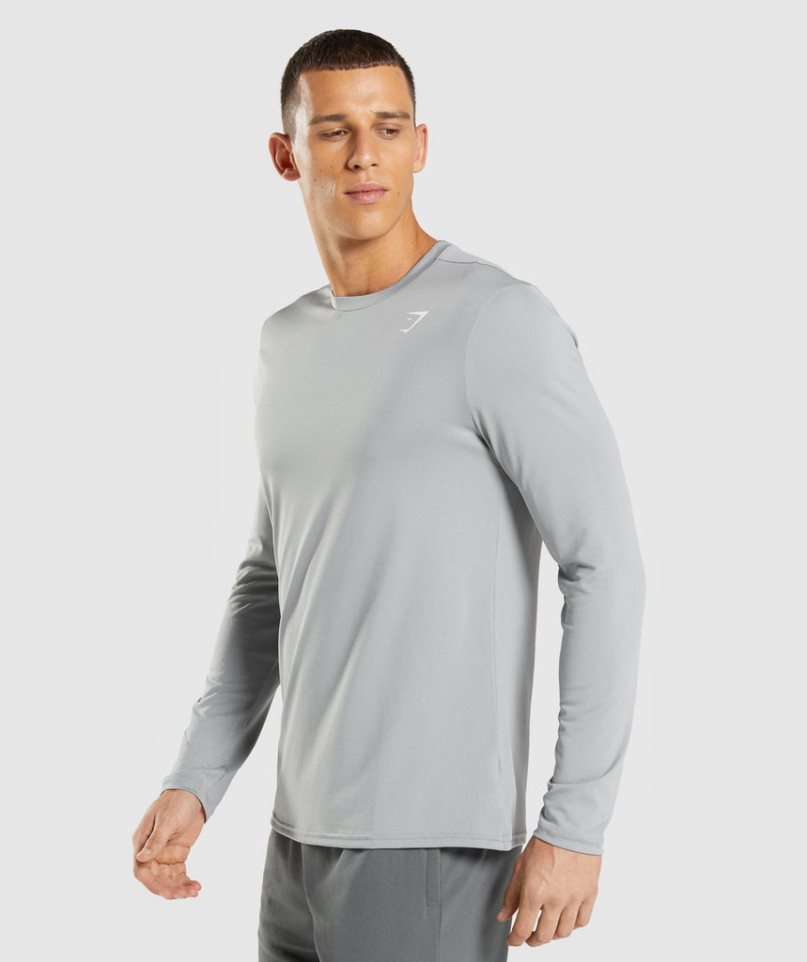 Gymshark Arrival Long Sleeve Férfi Póló Szürke | HU-L-321