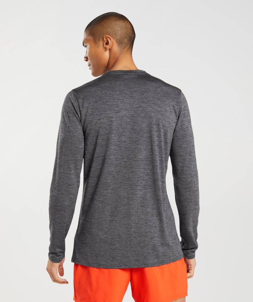 Gymshark Arrival Long Sleeve Férfi Póló Sötétszürke | HU-P-231
