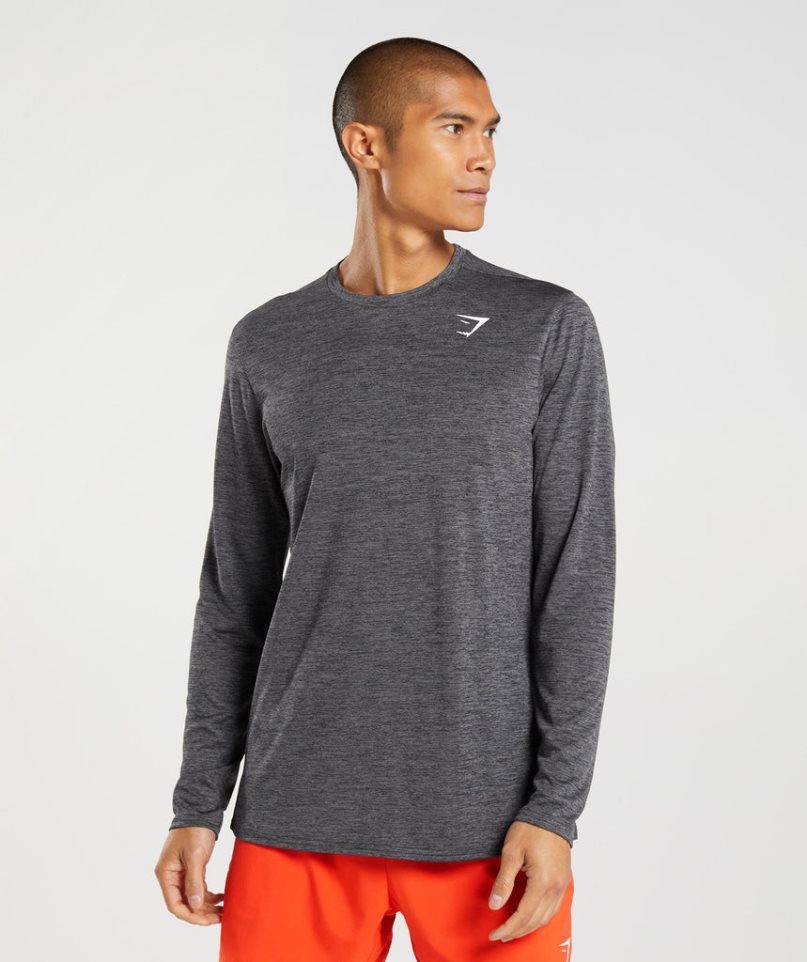 Gymshark Arrival Long Sleeve Férfi Póló Sötétszürke | HU-P-231