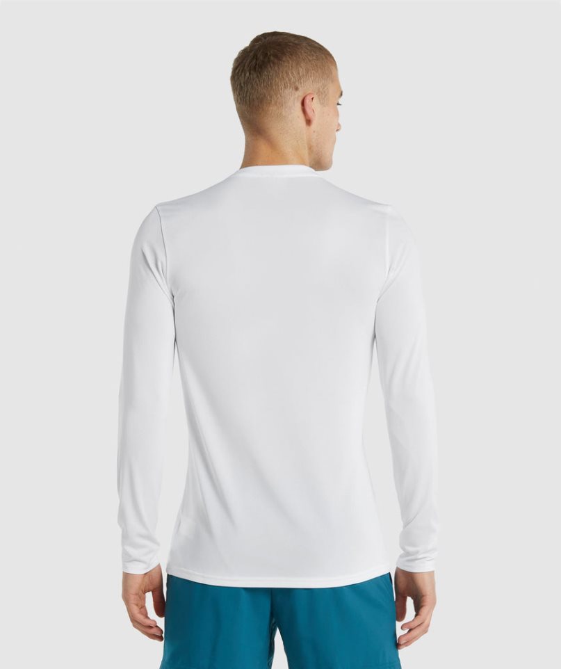 Gymshark Arrival Long Sleeve Férfi Póló Fehér | HU-W-527