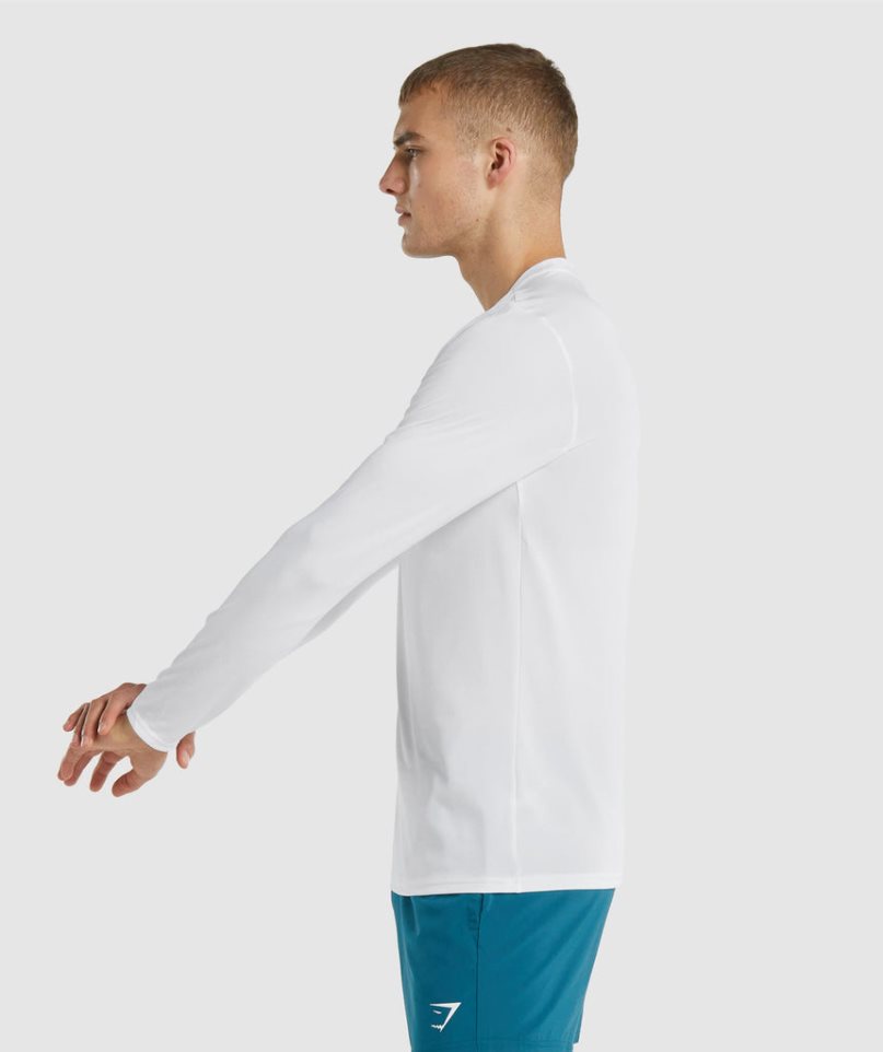 Gymshark Arrival Long Sleeve Férfi Póló Fehér | HU-W-527