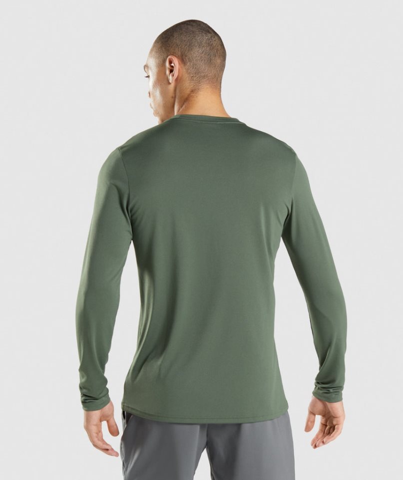 Gymshark Arrival Long Sleeve Férfi Póló Zöld | HU-X-941
