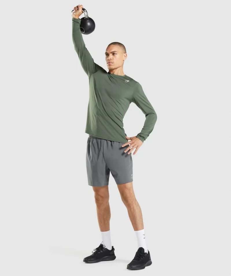 Gymshark Arrival Long Sleeve Férfi Póló Zöld | HU-X-941