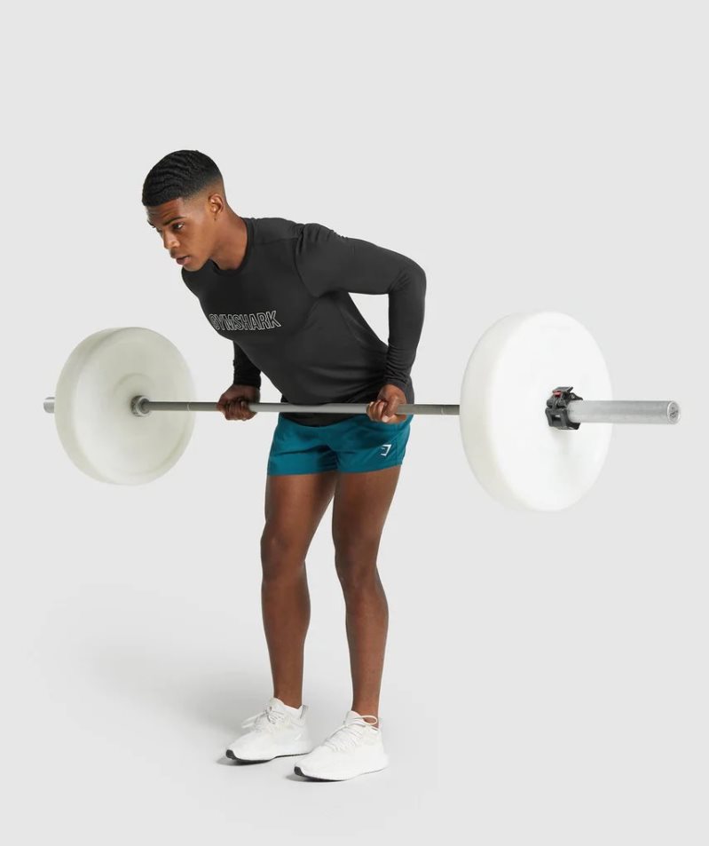Gymshark Arrival Long Sleeve Grafika Férfi Póló Fekete | HU-J-759