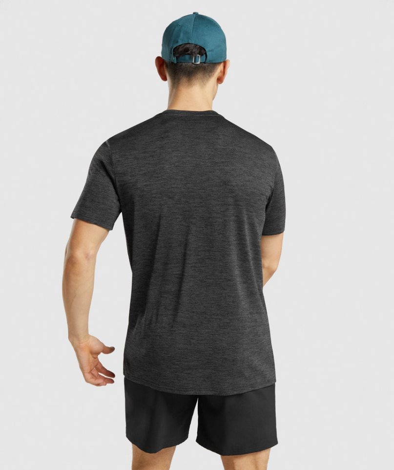 Gymshark Arrival Marl Férfi Póló Fekete | HU-Y-197