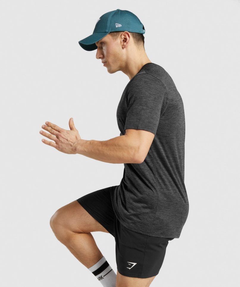 Gymshark Arrival Marl Férfi Póló Fekete | HU-Y-197