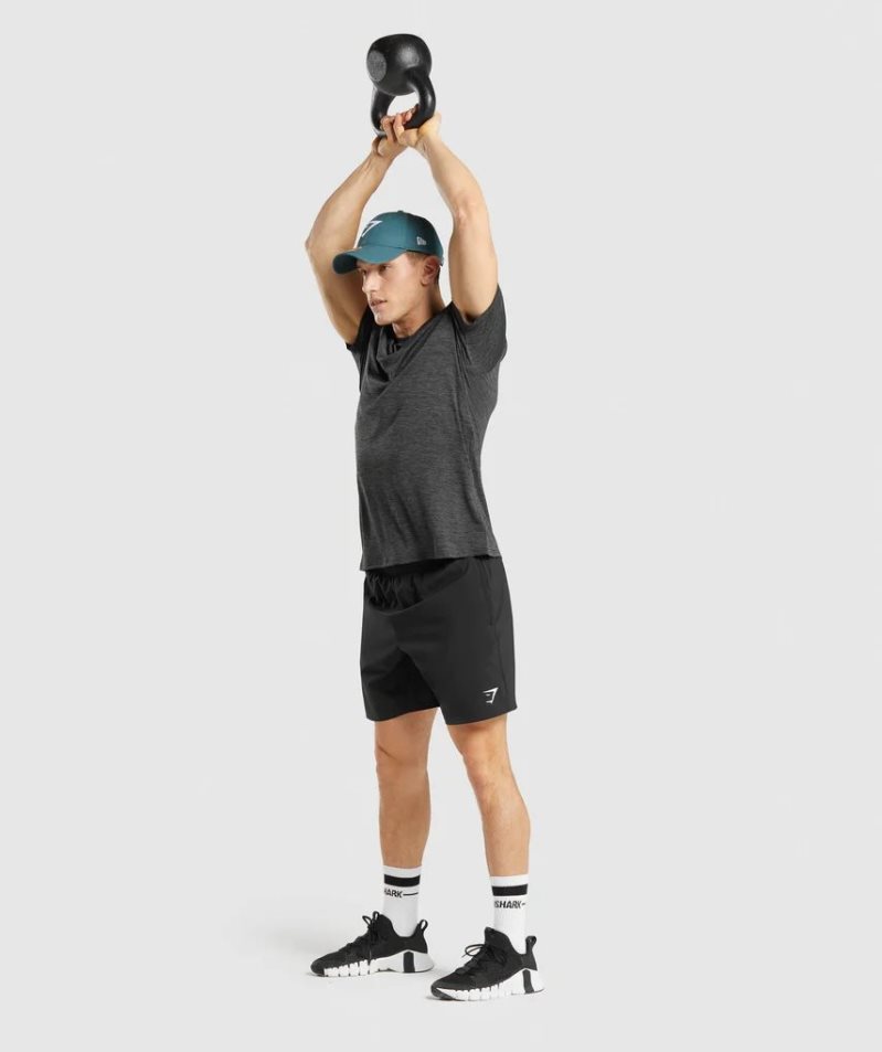 Gymshark Arrival Marl Férfi Póló Fekete | HU-Y-197