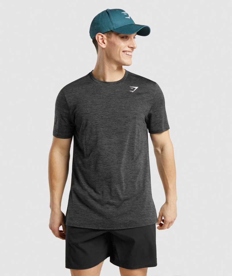 Gymshark Arrival Marl Férfi Póló Fekete | HU-Y-197