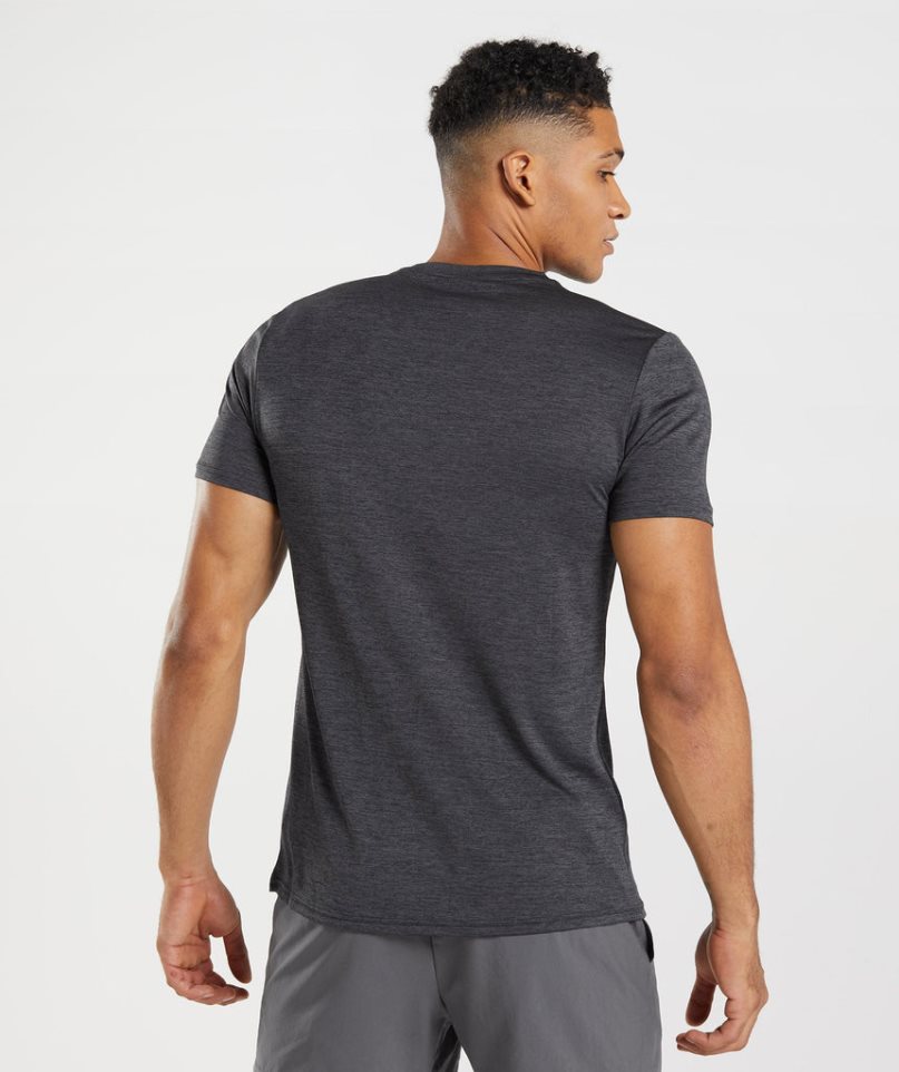 Gymshark Arrival Marl Férfi Póló Fekete | HU-Z-405