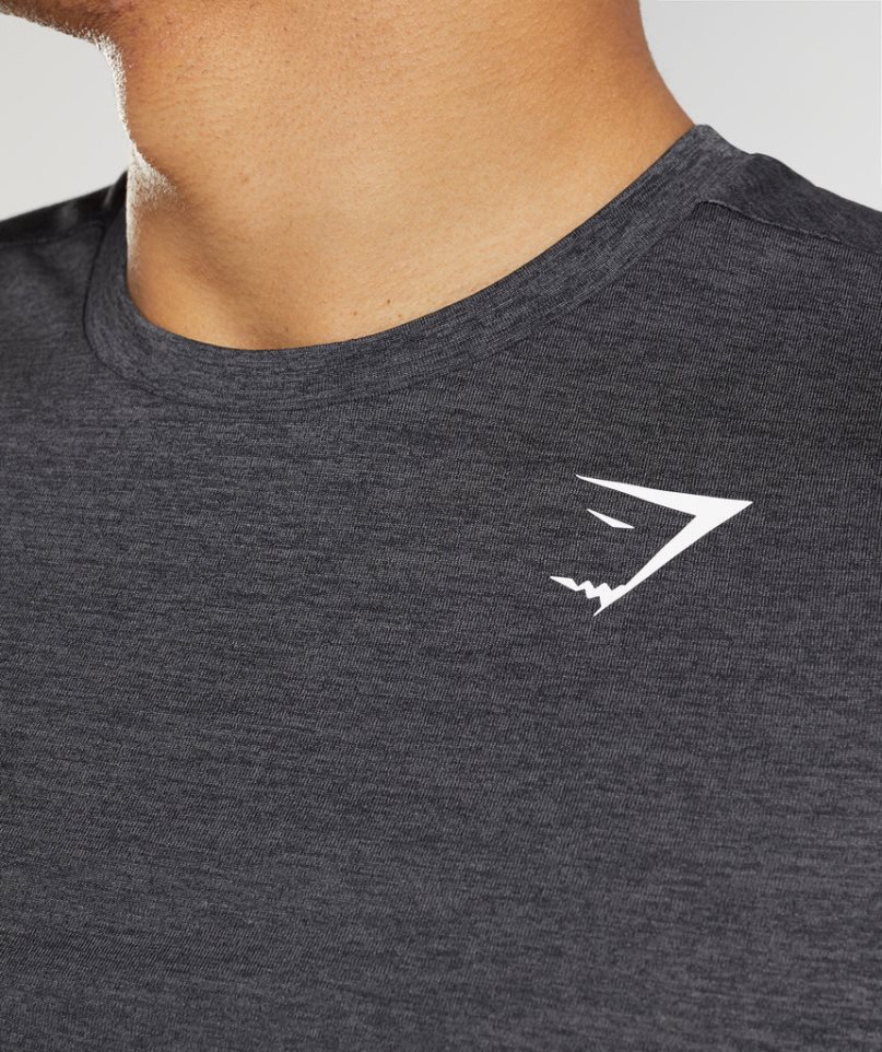 Gymshark Arrival Marl Férfi Póló Fekete | HU-Z-405