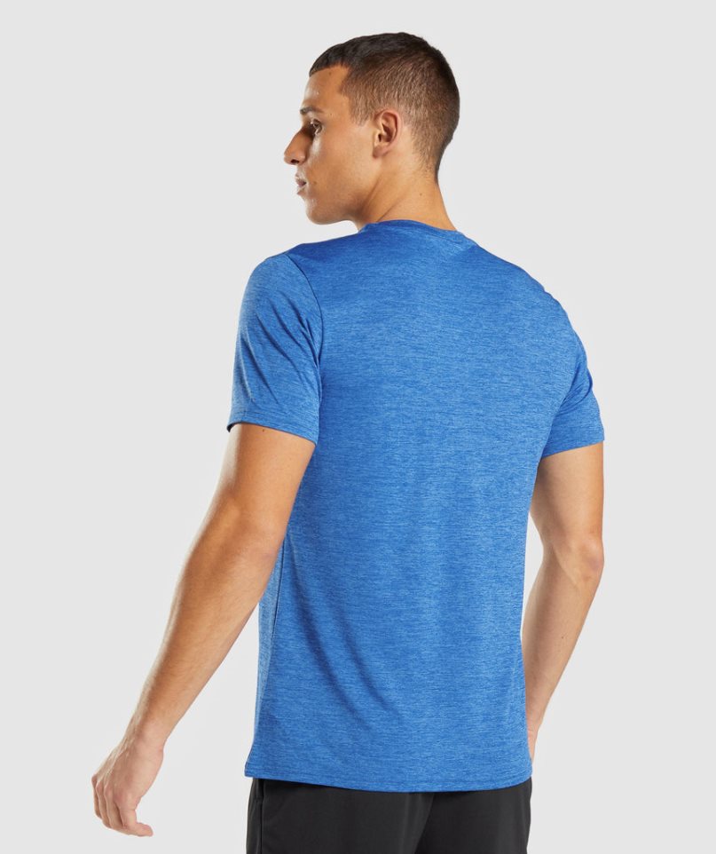 Gymshark Arrival Marl Férfi Póló Kék | HU-L-538