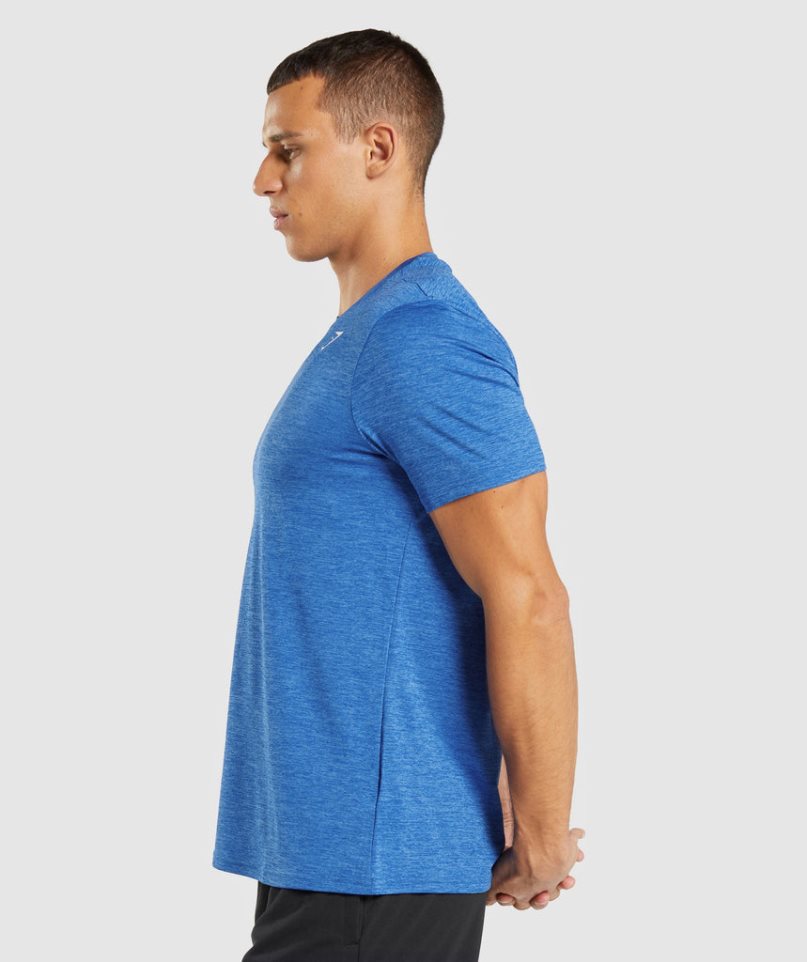 Gymshark Arrival Marl Férfi Póló Kék | HU-L-538