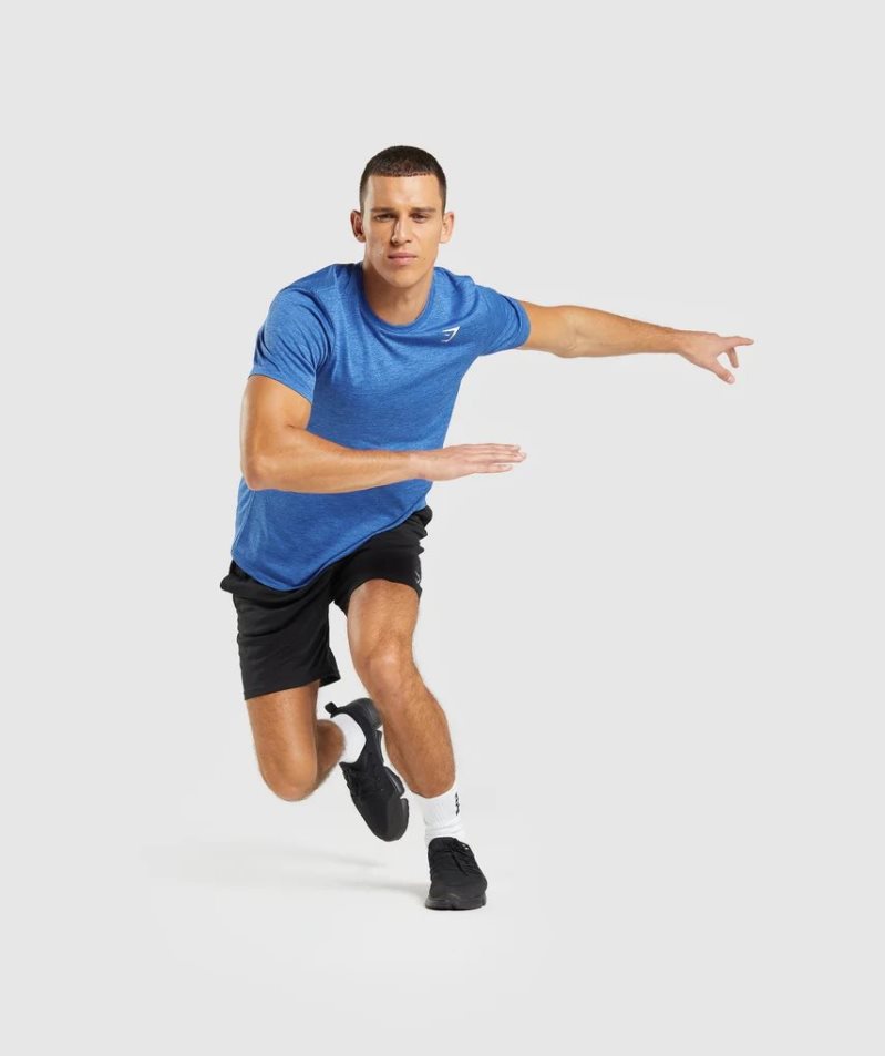 Gymshark Arrival Marl Férfi Póló Kék | HU-L-538