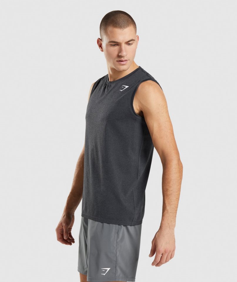 Gymshark Arrival Seamless Férfi Ujjatlan Póló Fekete | HU-J-783