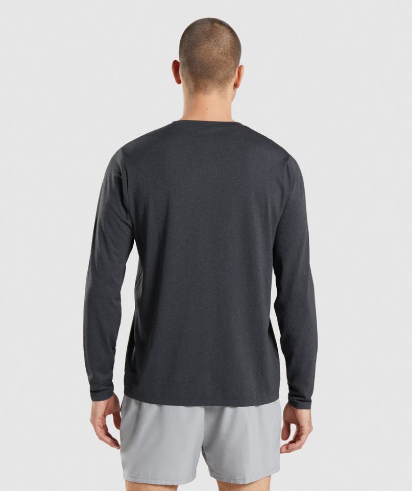 Gymshark Arrival Seamless Long Sleeve Férfi Póló Fekete | HU-B-762