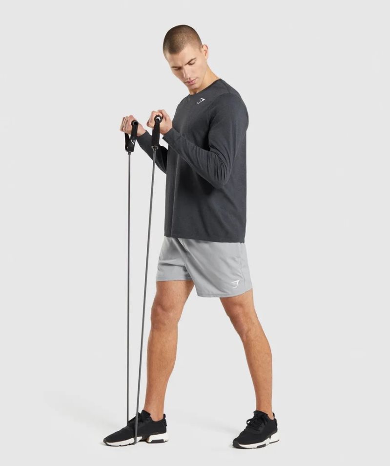 Gymshark Arrival Seamless Long Sleeve Férfi Póló Fekete | HU-B-762