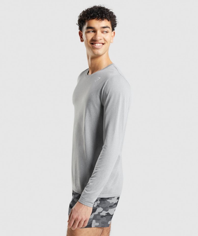 Gymshark Arrival Seamless Long Sleeve Férfi Póló Szürke | HU-H-167