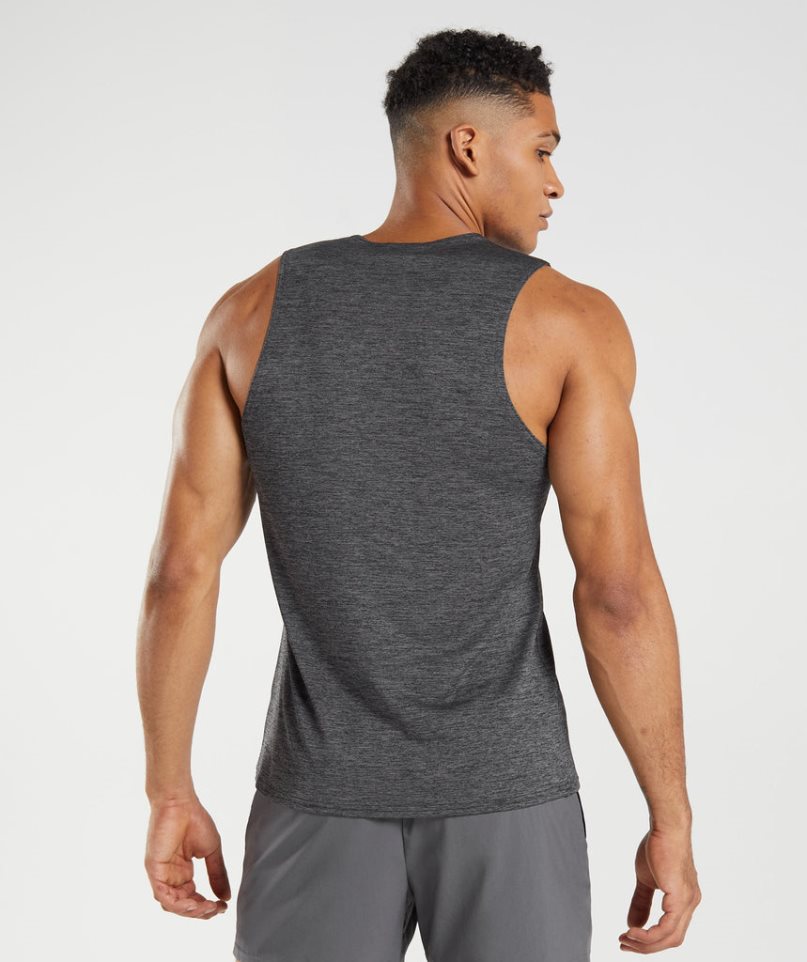 Gymshark Arrival Slim Marl Férfi Ujjatlan Póló Fekete | HU-J-592