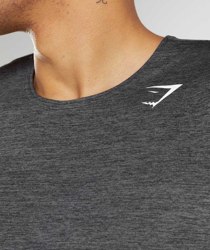 Gymshark Arrival Slim Marl Férfi Ujjatlan Póló Fekete | HU-J-592