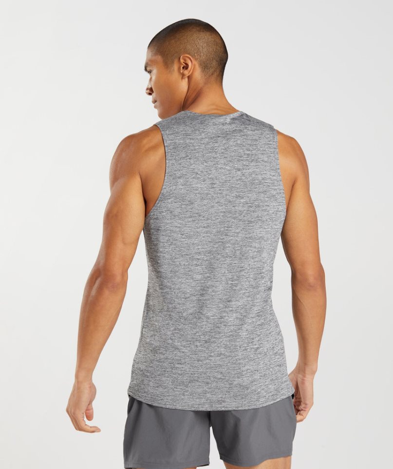 Gymshark Arrival Slim Marl Férfi Ujjatlan Póló Szürke | HU-M-354