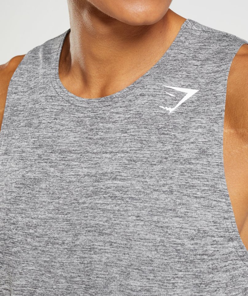 Gymshark Arrival Slim Marl Férfi Ujjatlan Póló Szürke | HU-M-354