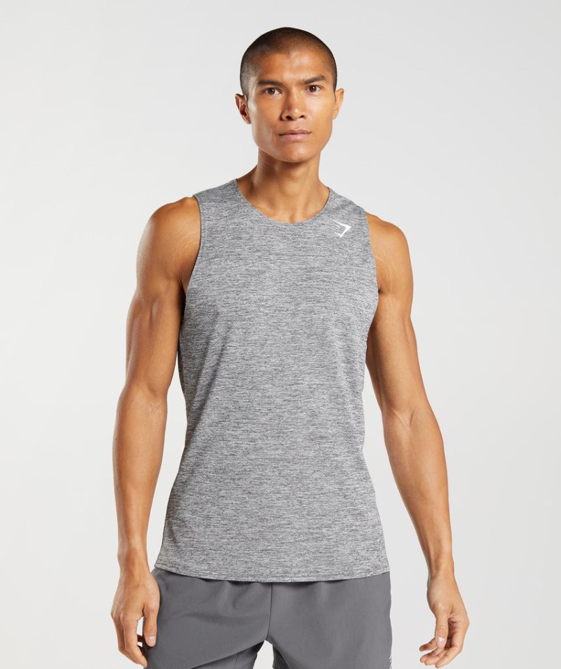 Gymshark Arrival Slim Marl Férfi Ujjatlan Póló Szürke | HU-M-354