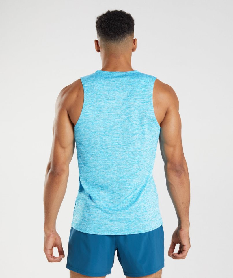 Gymshark Arrival Slim Marl Férfi Ujjatlan Póló Türkiz | HU-N-640