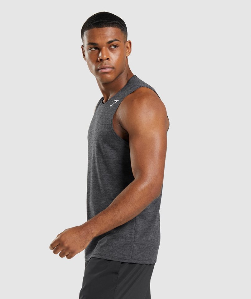 Gymshark Arrival Slim Marl Férfi Ujjatlan Póló Fekete | HU-V-403