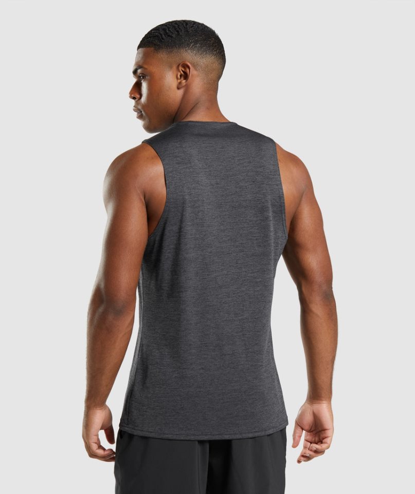 Gymshark Arrival Slim Marl Férfi Ujjatlan Póló Fekete | HU-V-403