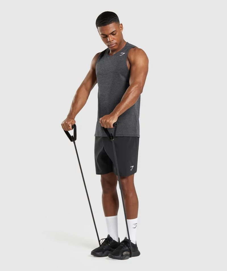 Gymshark Arrival Slim Marl Férfi Ujjatlan Póló Fekete | HU-V-403